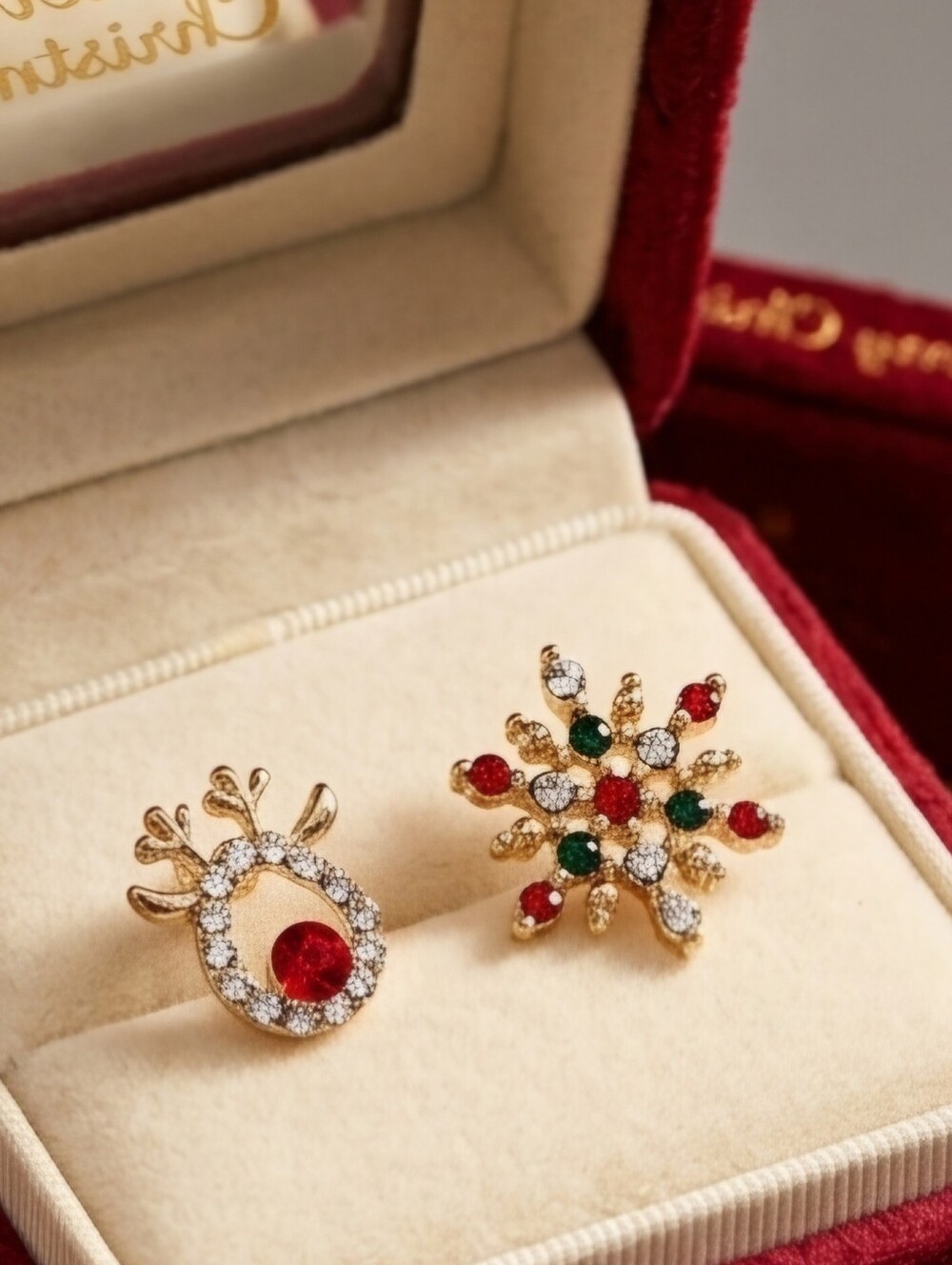 Gold and Red Festive Earrings